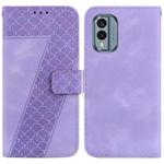 For Nokia X30 7-shaped Embossed Leather Phone Case(Purple)