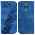 For Nokia 1.4 7-shaped Embossed Leather Phone Case(Blue)