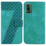 For Nokia XR21 7-shaped Embossed Leather Phone Case(Green)