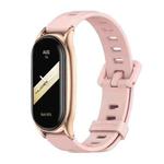 For Xiaomi Mi Band 8 Mijobs Plus Case Flat Hole Silicone Watch Band(Pink Rose Gold)