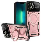 For iPhone 13 Pro Large Window MagSafe Holder Phone Case(Rose Gold)