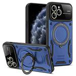 For iPhone 11 Pro Large Window MagSafe Holder Phone Case(Blue)