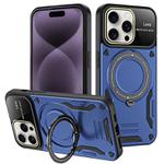 For iPhone 16 Pro Large Window MagSafe Holder Phone Case(Blue)