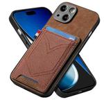 For iPhone 15 Denim Texture Leather Skin Phone Case with Card Slot(Brown)
