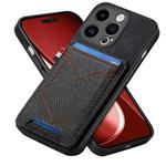 For iPhone 15 Pro Denim Texture Leather Skin Phone Case with Card Slot(Black)