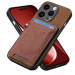 For iPhone 15 Pro Denim Texture Leather Skin Phone Case with Card Slot(Brown)