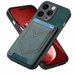 For iPhone 15 Pro Denim Texture Leather Skin Phone Case with Card Slot(Green)