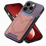 For iPhone 15 Pro Max Denim Texture Leather Skin Phone Case with Card Slot(Purple)