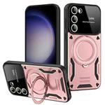 For Samsung Galaxy S23+ 5G Large Window MagSafe Holder Phone Case(Rose Gold)