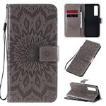 For Huawei Nova 7 Pro 5G Embossed Sunflower Pattern Horizontal Flip PU Leather Case with Holder & Card Slots & Wallet & Lanyard(Gray)