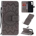 For Huawei Nova 7 SE/P40 Lite 5G Embossed Sunflower Pattern Horizontal Flip PU Leather Case with Holder & Card Slots & Wallet & Lanyard(Gray)