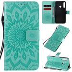 For Huawei P40 Lite E/Y7p/Honor 9C Embossed Sunflower Pattern Horizontal Flip PU Leather Case with Holder & Card Slots & Wallet & Lanyard(Green)