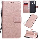 For Huawei P40 Lite E/Y7p/Honor 9C Embossed Sunflower Pattern Horizontal Flip PU Leather Case with Holder & Card Slots & Wallet & Lanyard(Rose Gold)