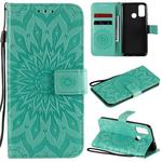 For Huawei P smart 2020 Embossed Sunflower Pattern Horizontal Flip PU Leather Case with Holder & Card Slots & Wallet & Lanyard(Green)