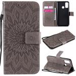 For Huawei P smart 2020 Embossed Sunflower Pattern Horizontal Flip PU Leather Case with Holder & Card Slots & Wallet & Lanyard(Gray)
