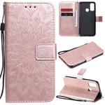 For Huawei P smart 2020 Embossed Sunflower Pattern Horizontal Flip PU Leather Case with Holder & Card Slots & Wallet & Lanyard(Rose Gold)