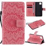 For Huawei Y5p/Honor 9S Embossed Sunflower Pattern Horizontal Flip PU Leather Case with Holder & Card Slots & Wallet & Lanyard(Pink)