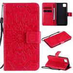 For Huawei Y5p/Honor 9S Embossed Sunflower Pattern Horizontal Flip PU Leather Case with Holder & Card Slots & Wallet & Lanyard(Red)