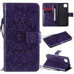 For Huawei Y5p/Honor 9S Embossed Sunflower Pattern Horizontal Flip PU Leather Case with Holder & Card Slots & Wallet & Lanyard(Purple)