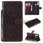For Huawei Y6p Embossed Sunflower Pattern Horizontal Flip PU Leather Case with Holder & Card Slots & Wallet & Lanyard(Brown)