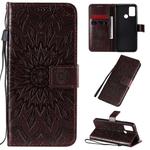 For Huawei Honor 9A Embossed Sunflower Pattern Horizontal Flip PU Leather Case with Holder & Card Slots & Wallet & Lanyard(Brown)