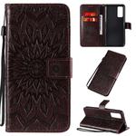 For Huawei Honor 30 Embossed Sunflower Pattern Horizontal Flip PU Leather Case with Holder & Card Slots & Wallet & Lanyard(Brown)