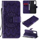 For Huawei Honor Play 4T Pro Embossed Sunflower Pattern Horizontal Flip PU Leather Case with Holder & Card Slots & Wallet & Lanyard(Purple)