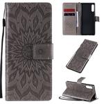 For Sony Xperia L4 Embossed Sunflower Pattern Horizontal Flip PU Leather Case with Holder & Card Slots & Wallet & Lanyard(Gray)
