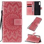 For Sony Xperia L4 Embossed Sunflower Pattern Horizontal Flip PU Leather Case with Holder & Card Slots & Wallet & Lanyard(Pink)