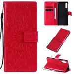 For Sony Xperia L4 Embossed Sunflower Pattern Horizontal Flip PU Leather Case with Holder & Card Slots & Wallet & Lanyard(Red)