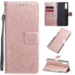 For Sony Xperia 10 II Embossed Sunflower Pattern Horizontal Flip PU Leather Case with Holder & Card Slots & Wallet & Lanyard(Rose Gold)