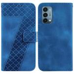 For OnePlus Nord N200 5G 7-shaped Embossed Leather Phone Case(Blue)