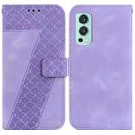For OnePlus Nord 2 5G 7-shaped Embossed Leather Phone Case(Purple)
