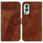 For OnePlus Nord 2 5G 7-shaped Embossed Leather Phone Case(Brown)