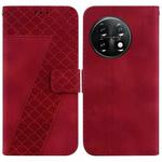 For OnePlus 11 7-shaped Embossed Leather Phone Case(Red)