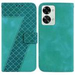 For OnePlus Nord 2T 7-shaped Embossed Leather Phone Case(Green)