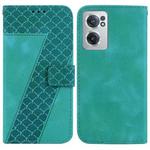 For OnePlus Nord CE 2 5G 7-shaped Embossed Leather Phone Case(Green)