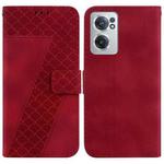 For OnePlus Nord CE 2 5G 7-shaped Embossed Leather Phone Case(Red)
