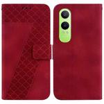 For OnePlus Nord CE4 Lite Seven-shaped Embossed Leather Phone Case(Red)