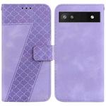 For Google Pixel 6a 7-shaped Embossed Leather Phone Case(Purple)