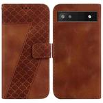 For Google Pixel 6a 7-shaped Embossed Leather Phone Case(Brown)