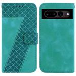 For Google Pixel 7 Pro 5G 7-shaped Embossed Leather Phone Case(Green)