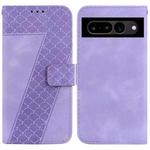 For Google Pixel 7 Pro 5G 7-shaped Embossed Leather Phone Case(Purple)