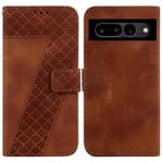 For Google Pixel 7 Pro 5G 7-shaped Embossed Leather Phone Case(Brown)