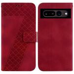 For Google Pixel 7 Pro 5G 7-shaped Embossed Leather Phone Case(Red)