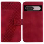 For Google Pixel 7 5G 7-shaped Embossed Leather Phone Case(Red)