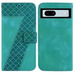 For Google Pixel 7a 7-shaped Embossed Leather Phone Case(Green)