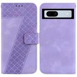 For Google Pixel 7a 7-shaped Embossed Leather Phone Case(Purple)