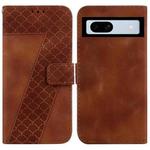 For Google Pixel 7a 7-shaped Embossed Leather Phone Case(Brown)
