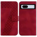 For Google Pixel 7a 7-shaped Embossed Leather Phone Case(Red)